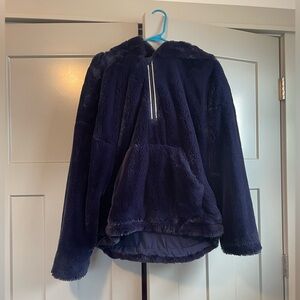 Free People Plush Navy Pullover Hoodie